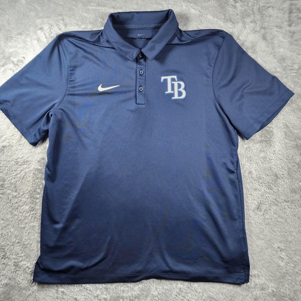 Tampa Bay Rays Polo Shirt Mens XL Blue MLB Baseball‎ Nike Dri-FIT Golf Top